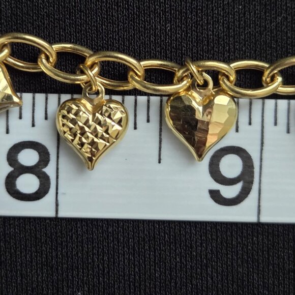 18k gold bracelet with mutiple heart charms Part 1 - Picture 13 of 13